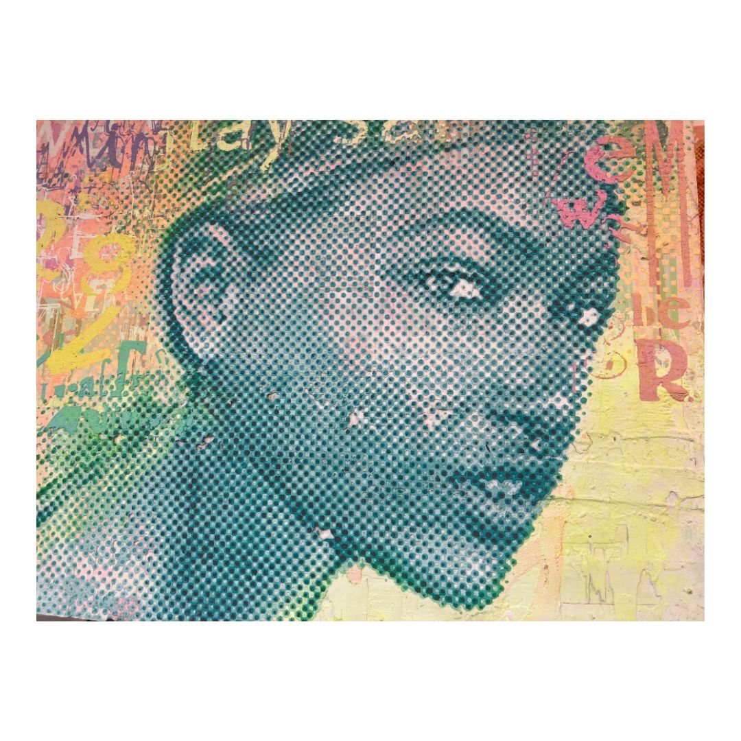 PATRIZIA CASAGRANDA: Turquoise yellow empowerment (2023), Sculptural Dot-Painting auf recyceltem Material