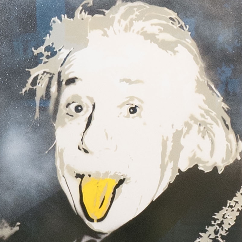 THOMAS BAUMGÄRTEL - Albert Einstein (2015), Spraylack auf gehämmertem Papier