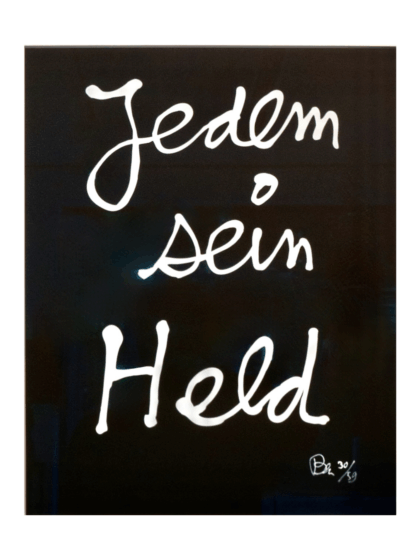 BEN VAUTIER - Jedem sein Held (2014), Serigrafie auf schwarzem Vélin