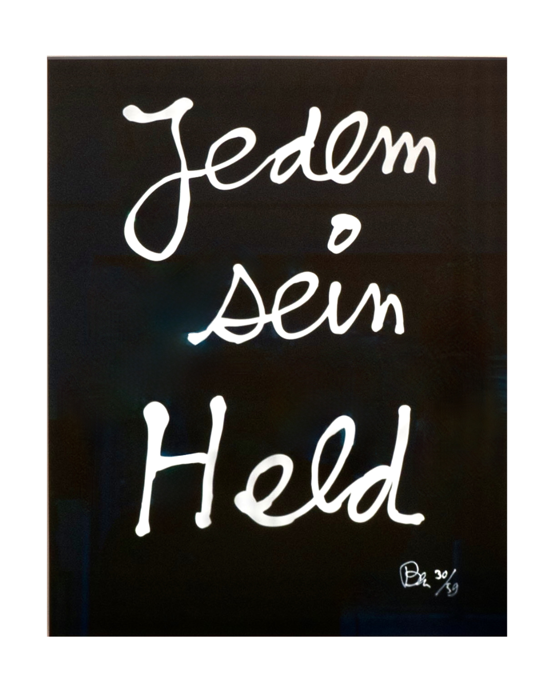 BEN VAUTIER - Jedem sein Held (2014), Serigrafie auf schwarzem Vélin