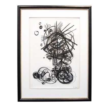 LEON LÖWENTRAUT - Mathéo (2023), Kohlezeichnung auf handgeschöpftem Büttenpapier