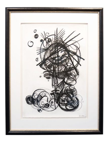 LEON LÖWENTRAUT - Mathéo (2023), Kohlezeichnung auf handgeschöpftem Büttenpapier