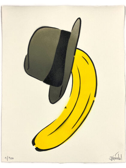 THOMAS BAUMGÄRTEL - Beuysbanane (2021), Spraylack auf Hahnemühle-Büttenpapier