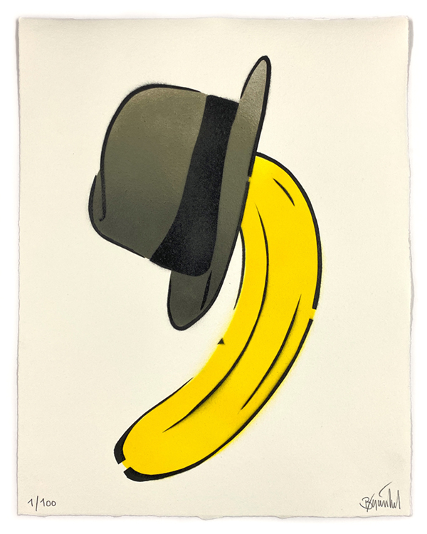 THOMAS BAUMGÄRTEL - Beuysbanane (2021), Spraylack auf Hahnemühle-Büttenpapier