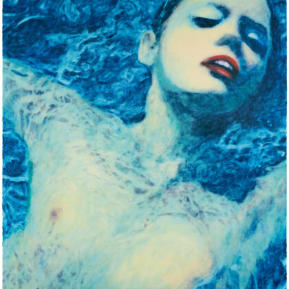 JAMES FRANCIS GILL – Woman in Pool #1 (2024), Originalgrafik auf Büttenpapier