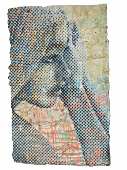 PATRIZIA CASAGRANDA - Grey Dots of Change (2023), Sculptural Dot-Painting auf recyceltem Material