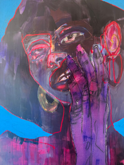 JOSÉPHINE SAGNA - Black future (2025) Acryl und Ölstick auf Leinwand