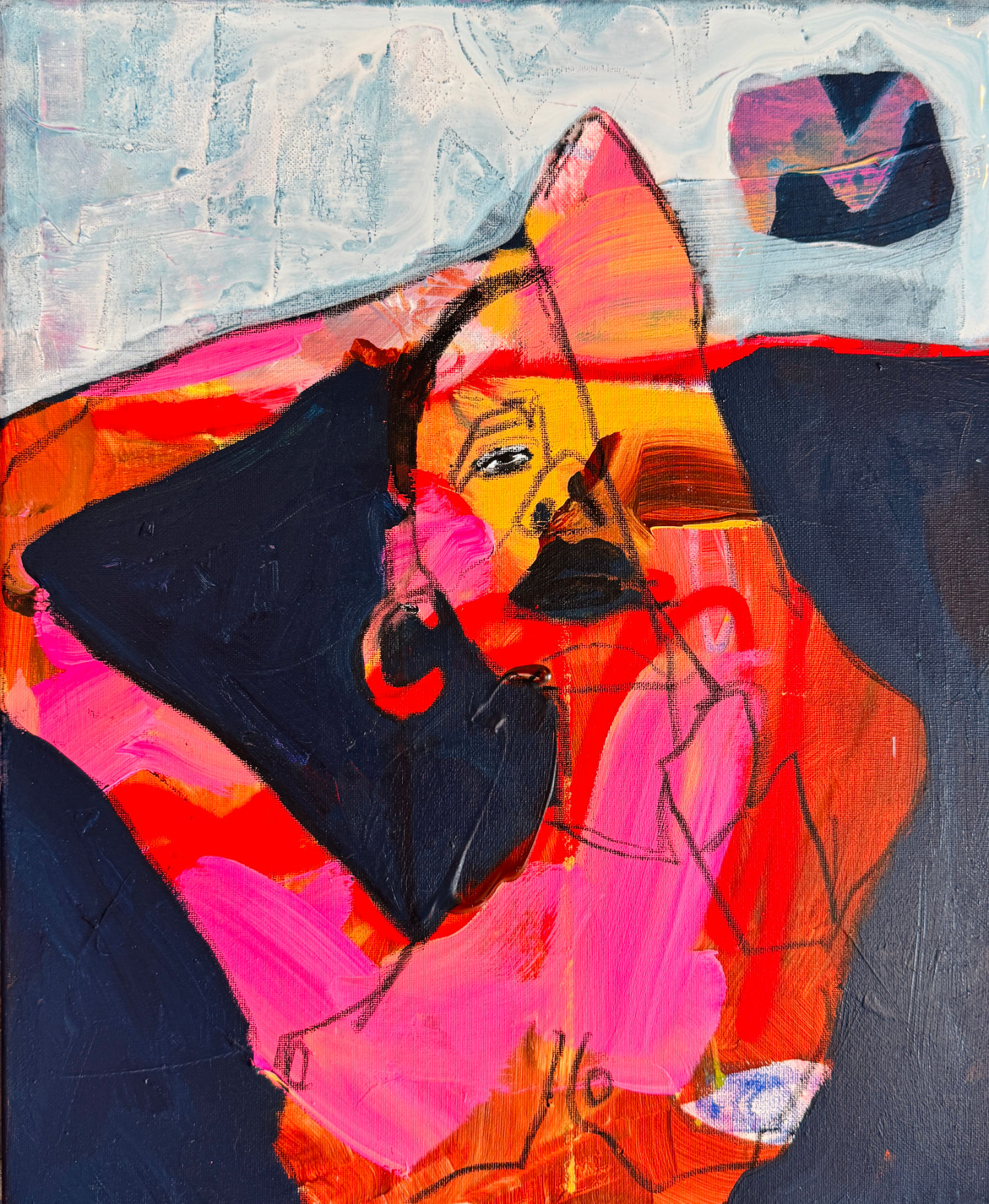 Ohne Titel von Joséphine Sagna, 2026, figurative Malerei in Acryl und Ölstick auf Leinwand
