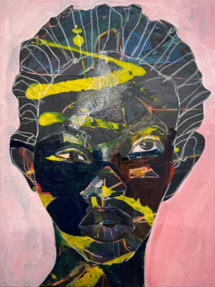 Ohne Titel von Joséphine Sagna, 2026, figuratives Porträt in Acryl und Ölstick auf Leinwand